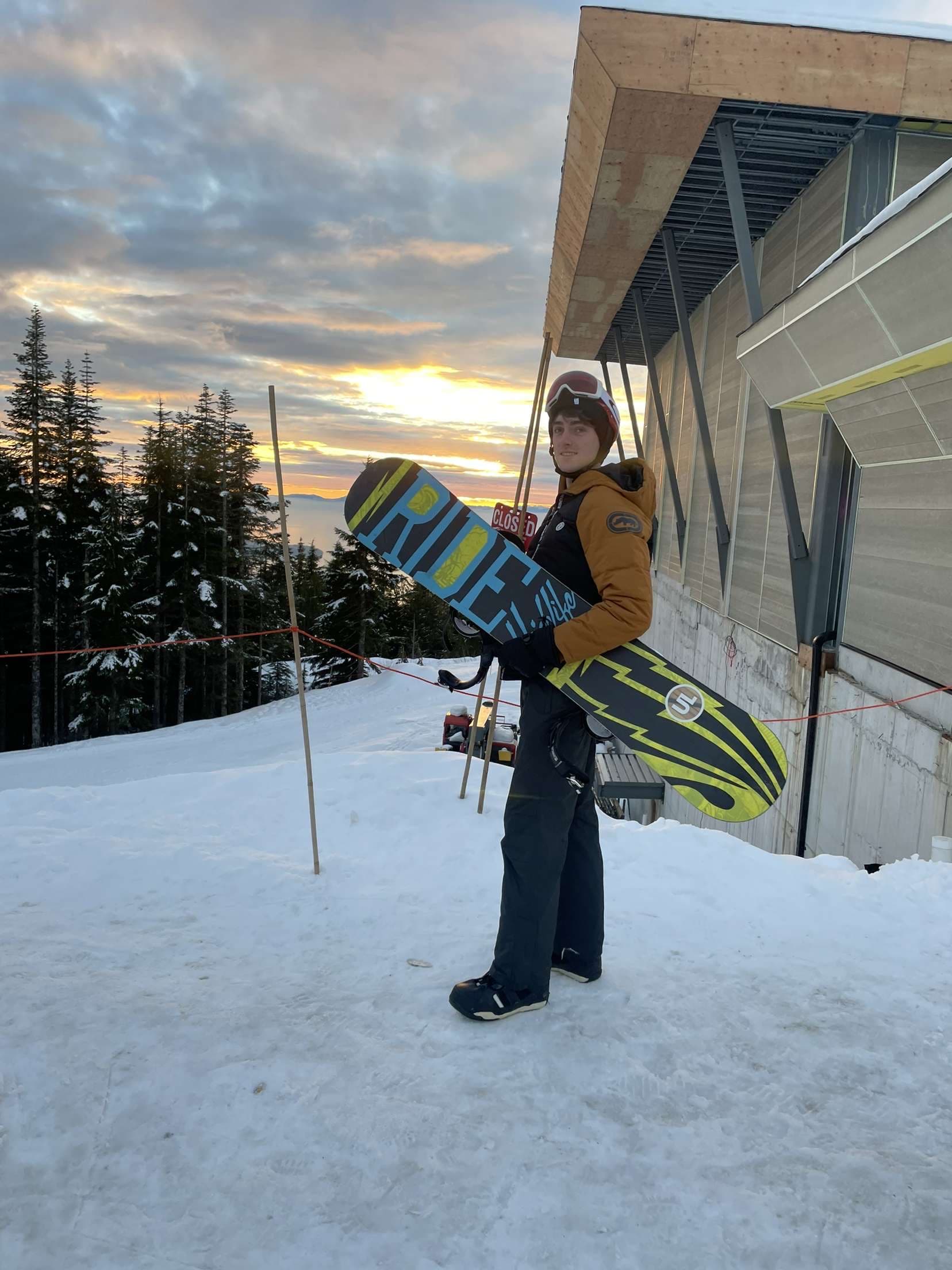 Adam O'Brien snowboarding